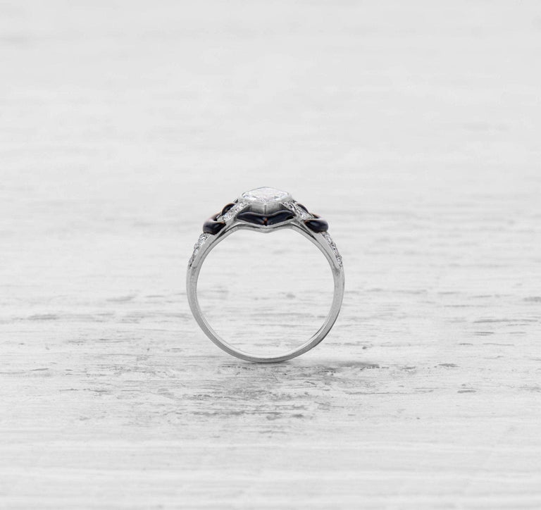 ART DECO DIAMOND AND BLACK ENAMEL ENGAGEMENT RING – Erstwhile Jewelry