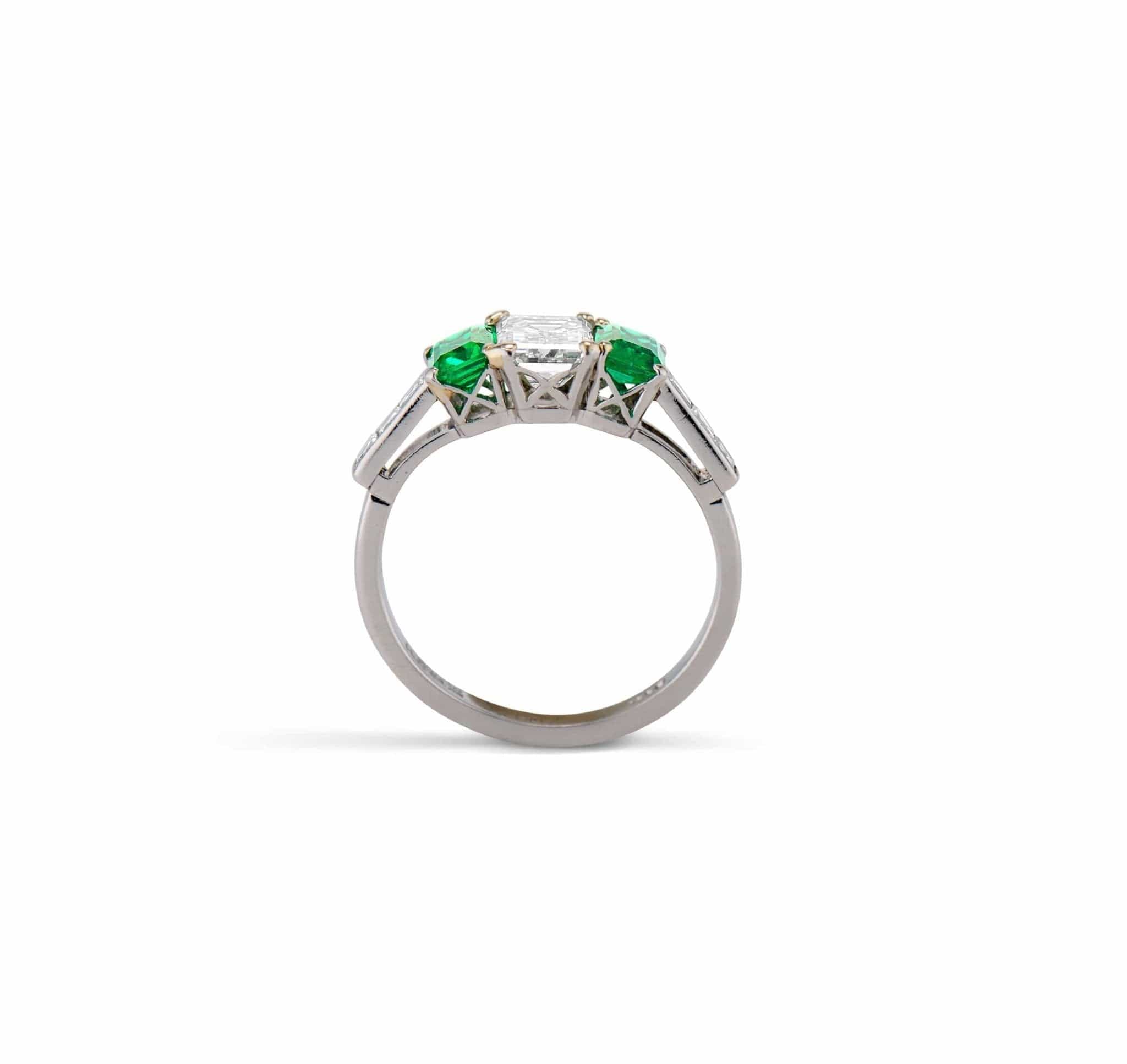 Cartier 1970's Emerald and Diamond Three-Stone Ring, England ...