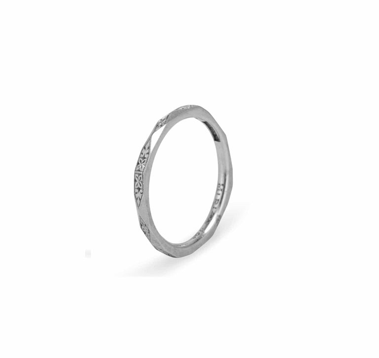Vintage Engraved Platinum Wedding Band