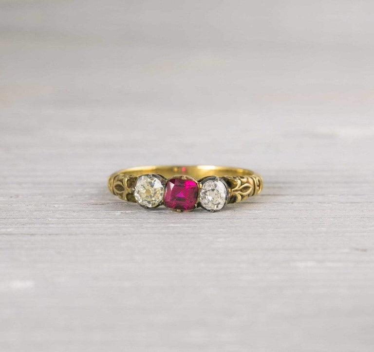 Vintage Gold and Ruby Victorian Engagement Ring