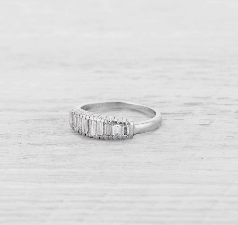 VINTAGE MID-CENTURY DIAMOND AND PLATINUM WEDDING BAND