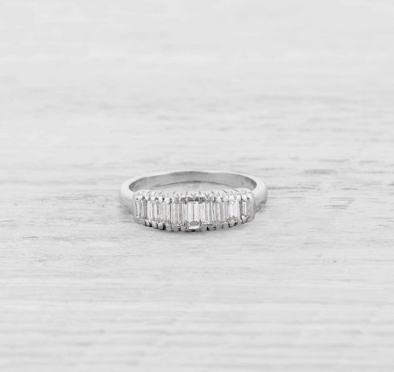 VINTAGE MID-CENTURY DIAMOND AND PLATINUM WEDDING BAND