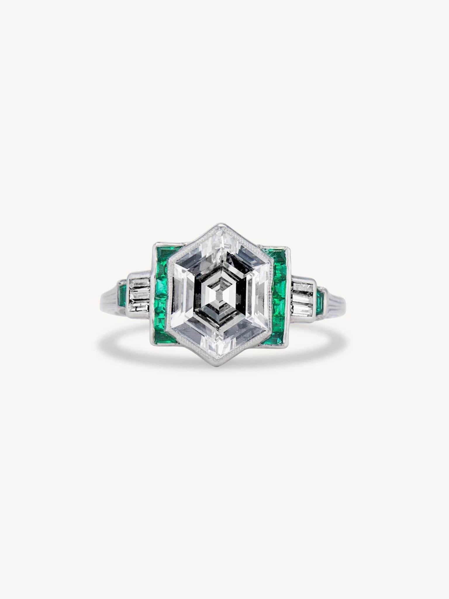 Vintage Art Deco 2.17 Carat Hexagonally Shaped Diamond Engagement Ring –  Erstwhile Jewelry