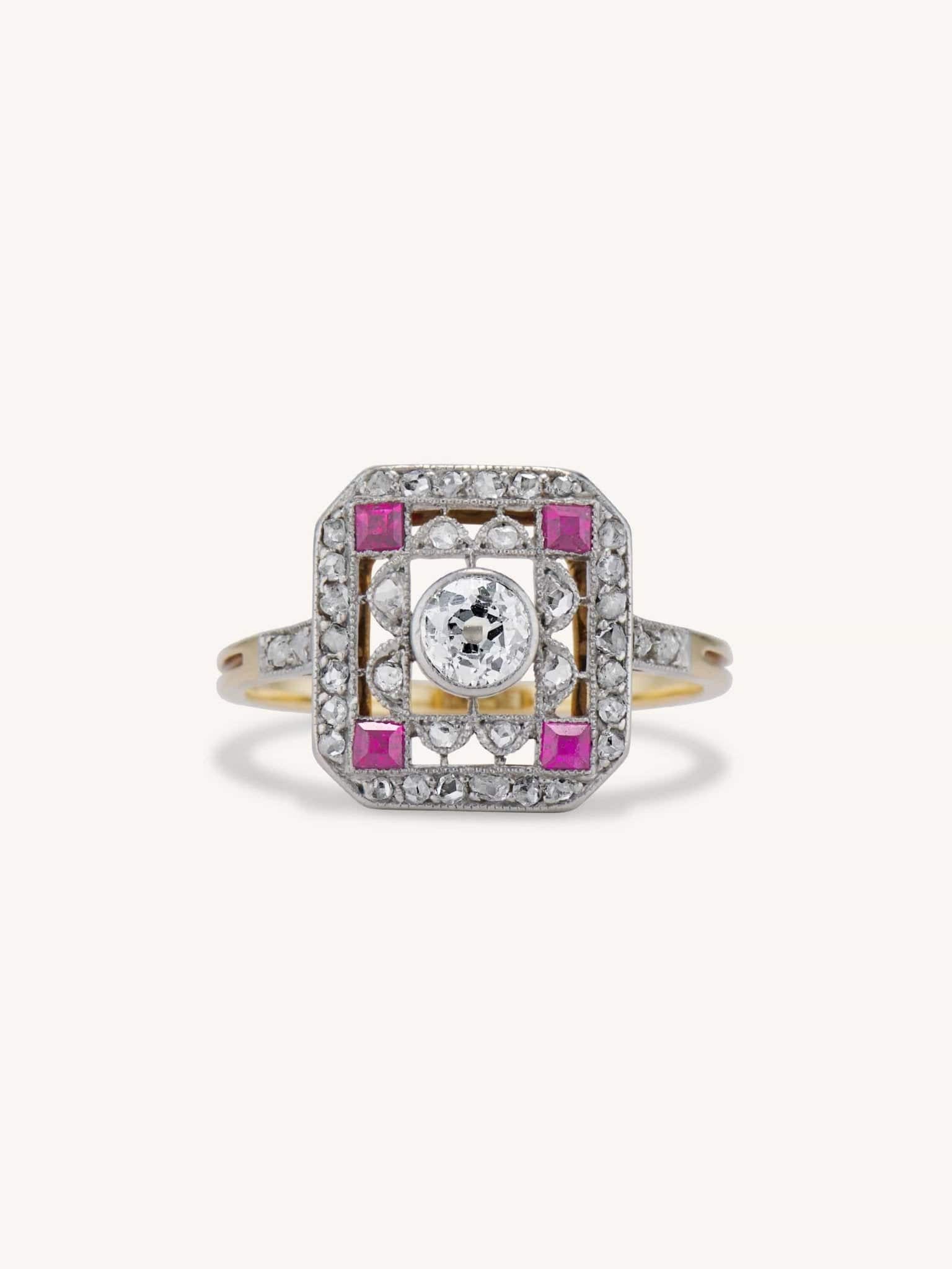 Authentic Antique Square Diamond Engagement Ring – Vintage Diamond Ring