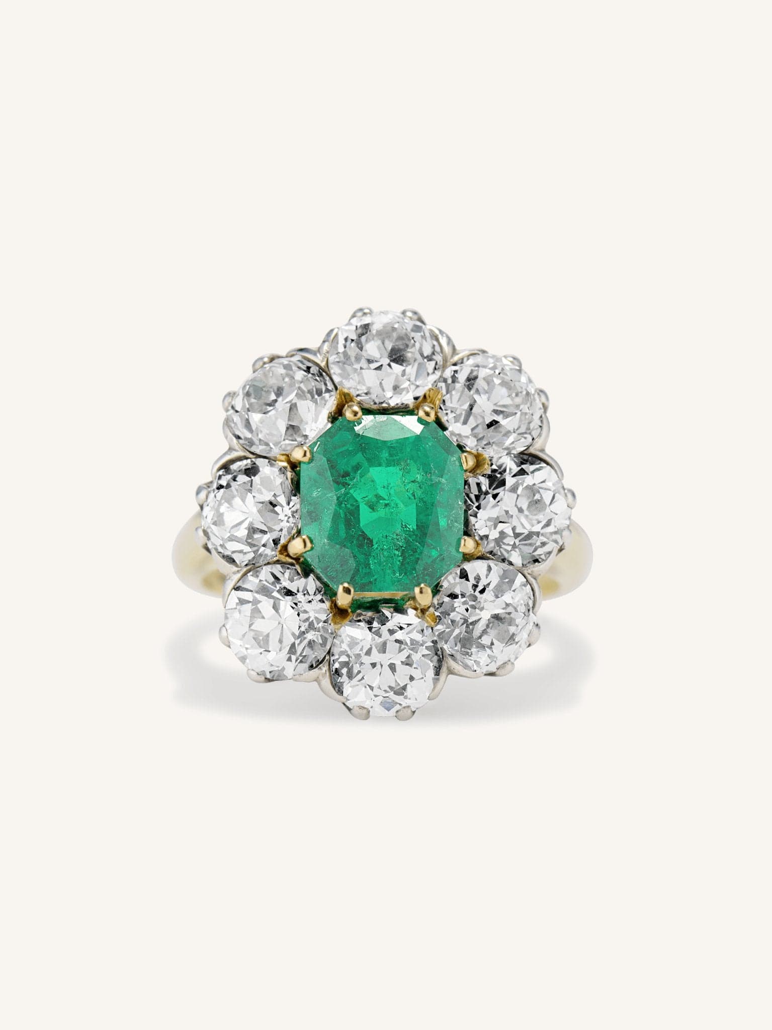 Antique emerald and diamond engagement ring | DB Gems