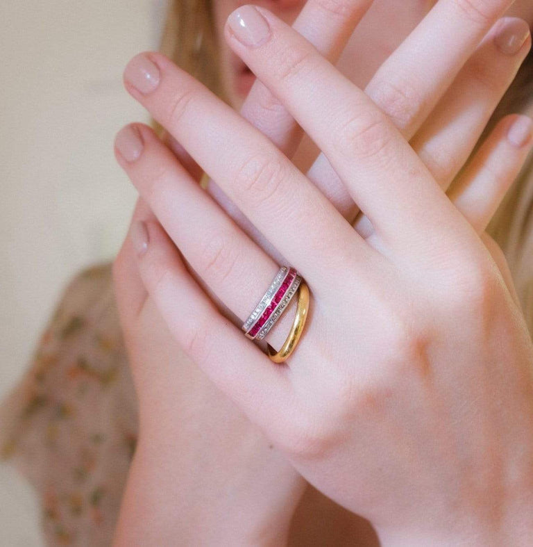 Vintage Ruby and Diamond Band