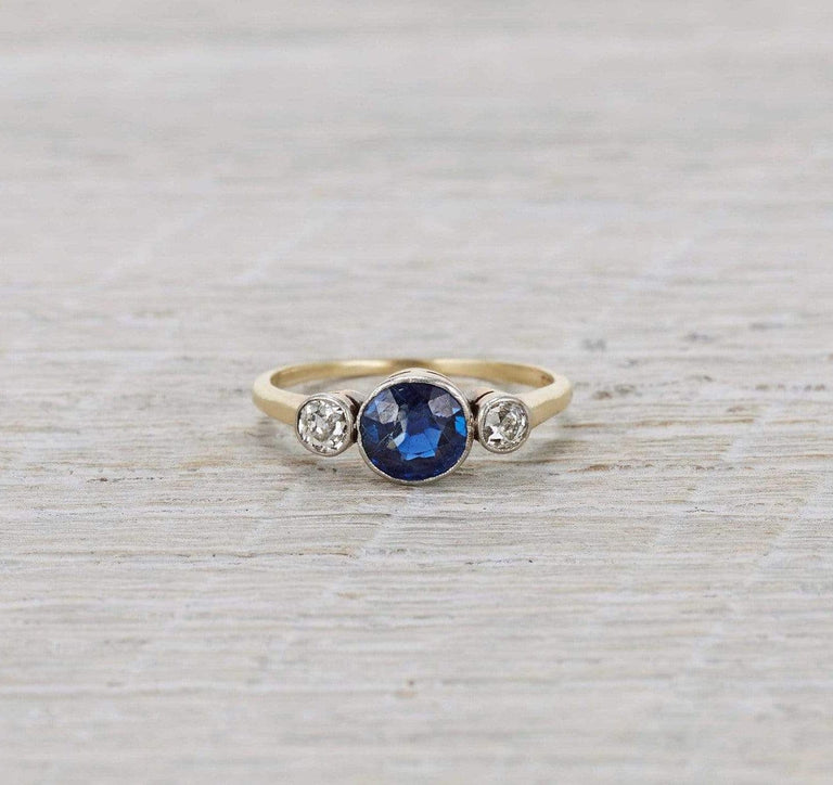 Vintage Sapphire & Diamond Engagement Ring