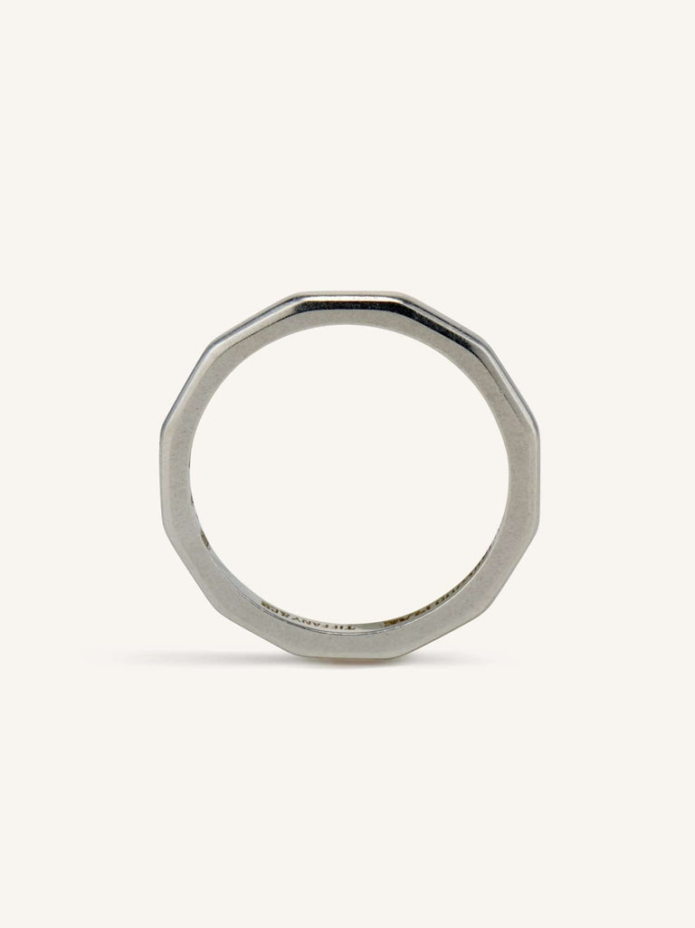 Vintage Faceted Platinum Wedding Band Size 5.75