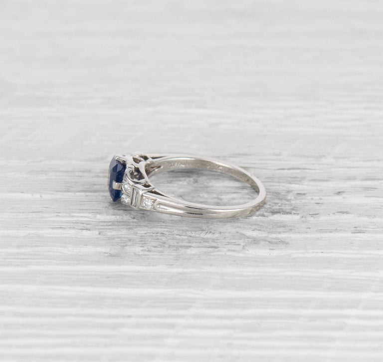 VINTAGE TIFFANY & CO. SAPPHIRE AND DIAMOND ENGAGEMENT RING