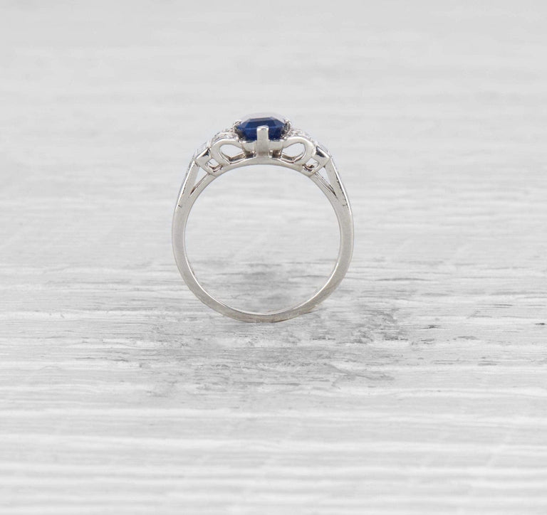 VINTAGE TIFFANY & CO. SAPPHIRE AND DIAMOND ENGAGEMENT RING