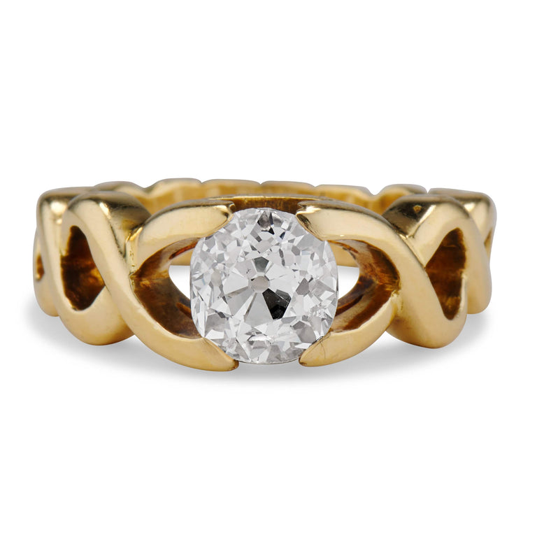 Vintage Verdura 1.41 Carat Old Mine Cushion Cut Diamond