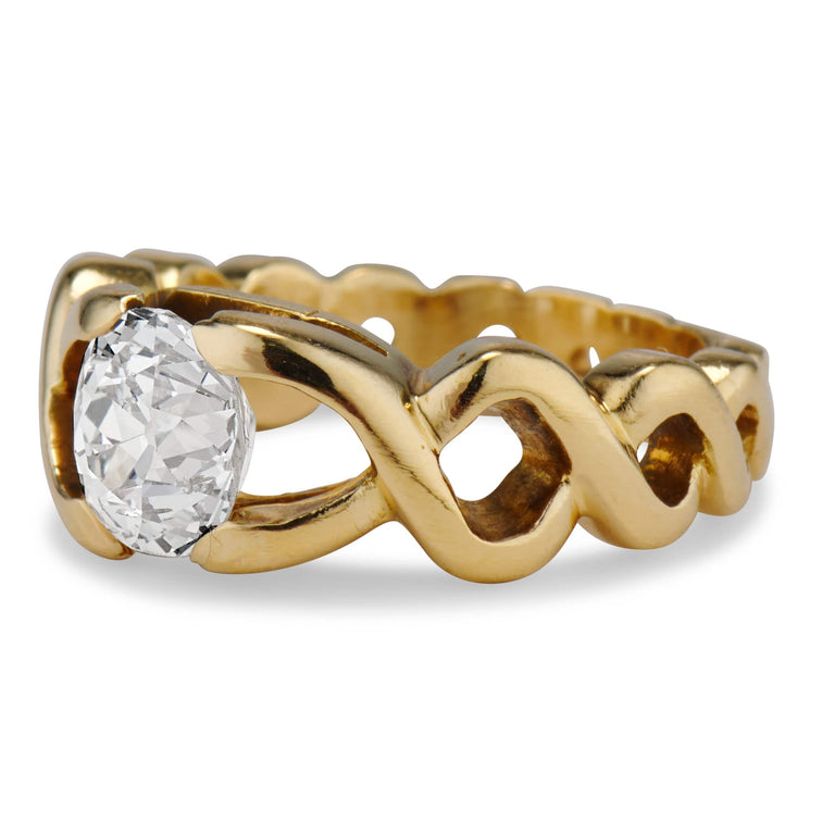 Vintage Verdura 1.41 Carat Old Mine Cushion Cut Diamond