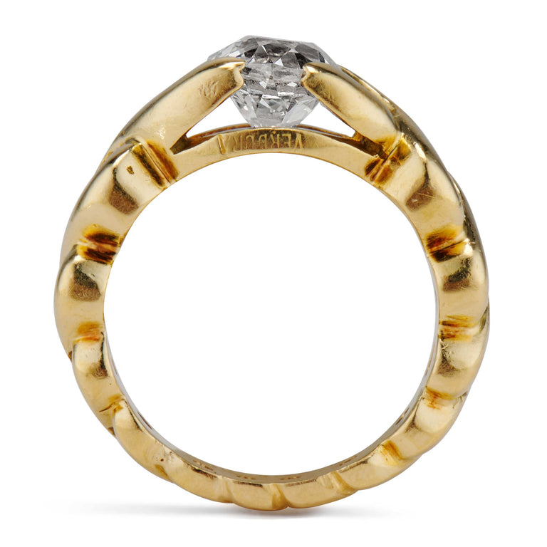 Vintage Verdura 1.41 Carat Old Mine Cushion Cut Diamond