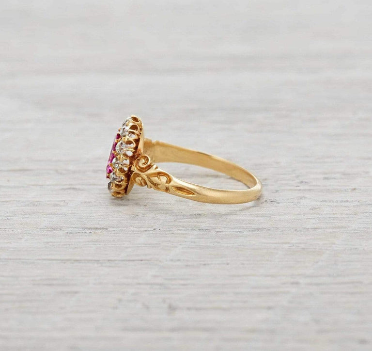 Vintage Victorian Pink Sapphire & Diamond Engagement Ring