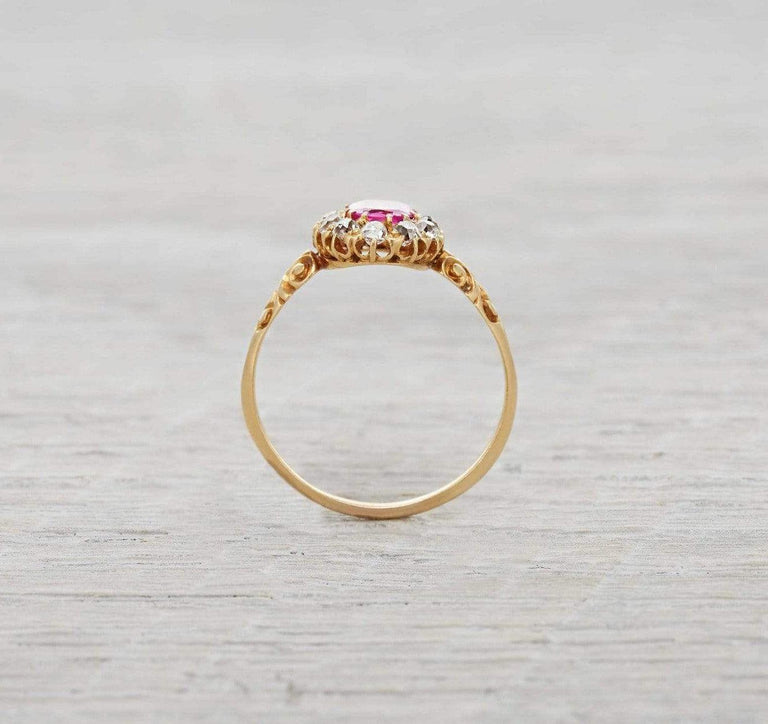 Vintage Victorian Pink Sapphire & Diamond Engagement Ring
