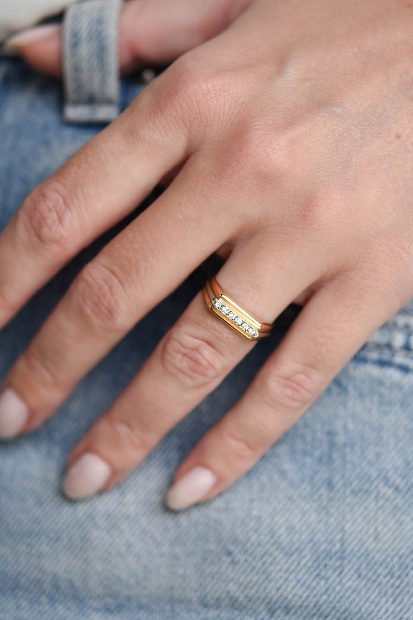 Cartier 70's 18k Gold Modernist Diamond Vintage Band – Erstwhile