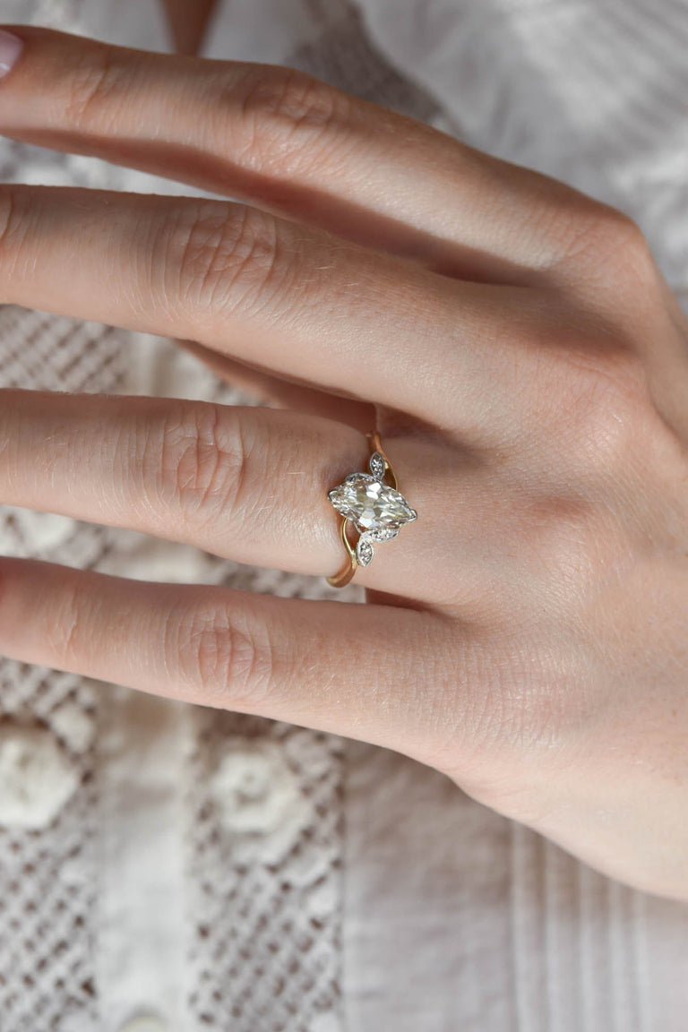 Edwardian 1.15 Carat Marquise Cut Diamond Antique Engagement Ring