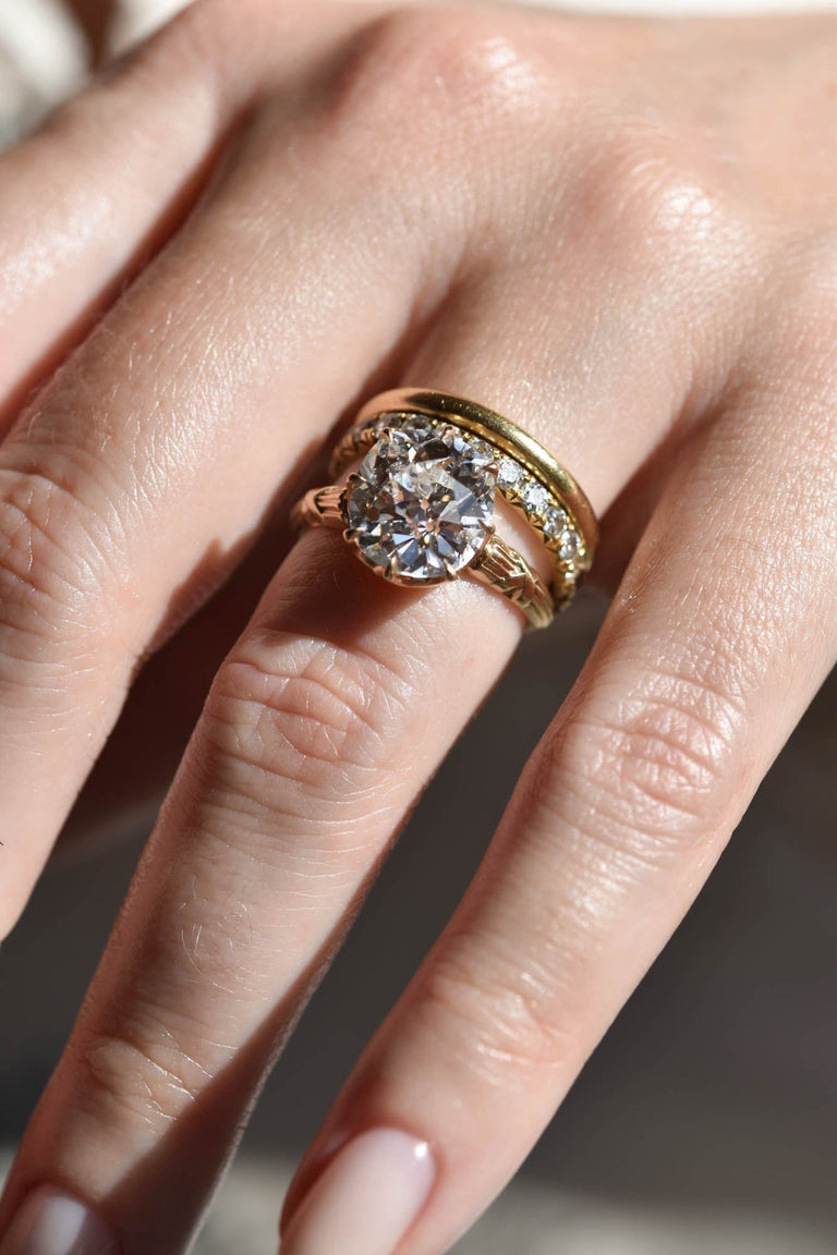 Victorian 4.22 Carat Old Mine Cushion Diamond Antique Engagement Ring