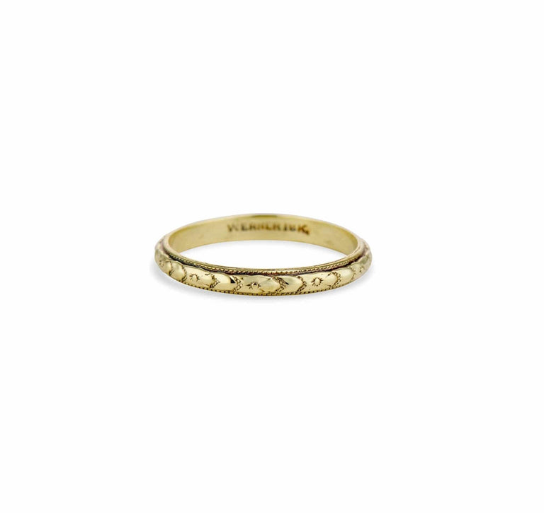 Werner 1920s Forget-Me-Not Gold Wedding Band