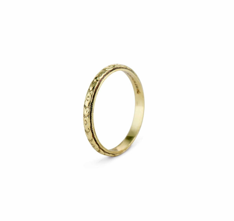 Werner 1920s Forget-Me-Not Gold Wedding Band