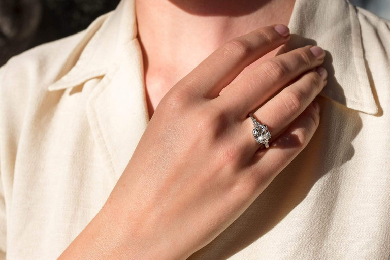 2.25 CARAT ART DECO ASSCHER-CUT DIAMOND ENGAGEMENT RING