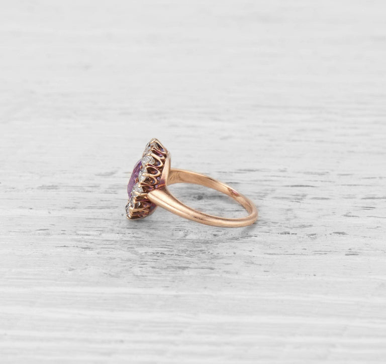 2.25 CARAT PINK SAPPHIRE AND DIAMOND CLUSTER RING