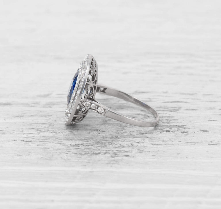 2.25 CARAT SAPPHIRE AND DIAMOND EDWARDIAN ENGAGEMENT RING