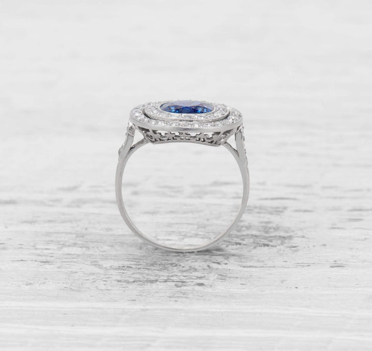 2.25 CARAT SAPPHIRE AND DIAMOND EDWARDIAN ENGAGEMENT RING