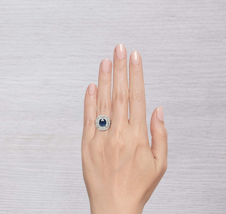 2.25 CARAT SAPPHIRE AND DIAMOND EDWARDIAN ENGAGEMENT RING