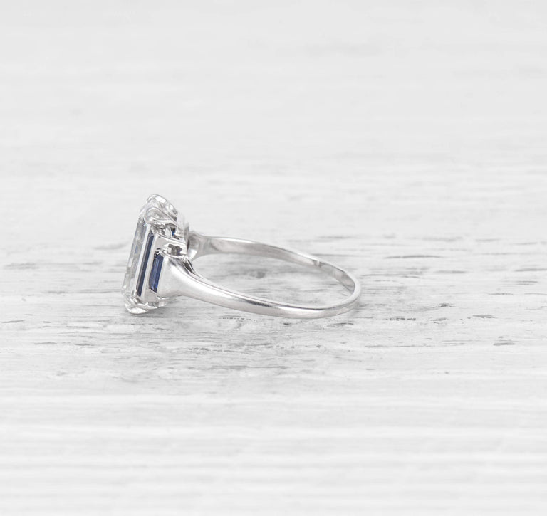 2.35 CARAT ART DECO DIAMOND AND SAPPHIRE RING