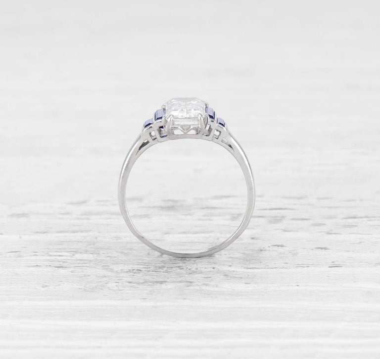2.35 CARAT ART DECO DIAMOND AND SAPPHIRE RING