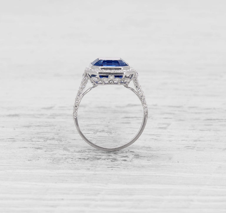 6.38 CARAT EDWARDIAN SAPPHIRE AND DIAMOND ENGAGEMENT RING