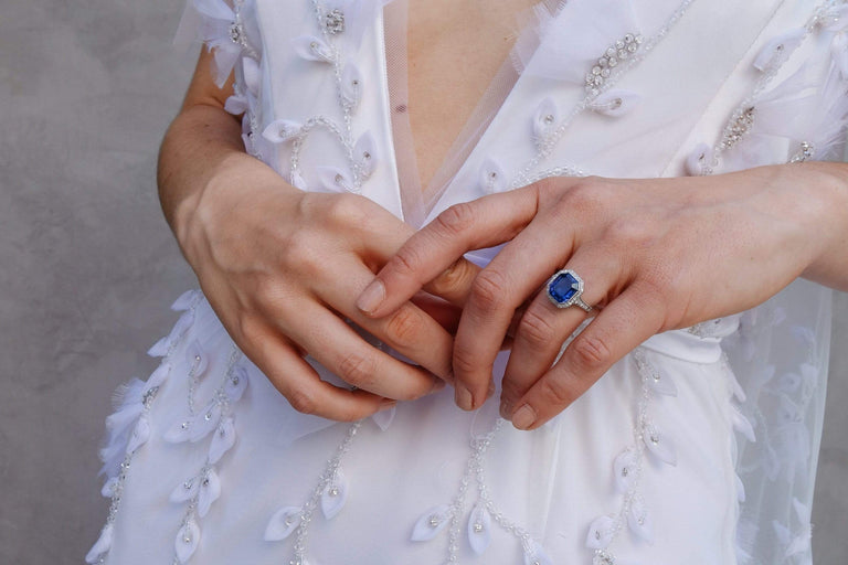 6.38 CARAT EDWARDIAN SAPPHIRE AND DIAMOND ENGAGEMENT RING