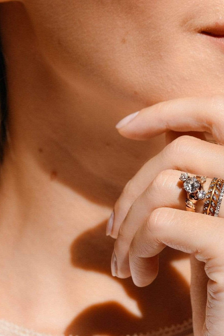 Allsop Bros. Victorian Three-Stone .90 Carat Old Mine Cushion Diamond Ring, America