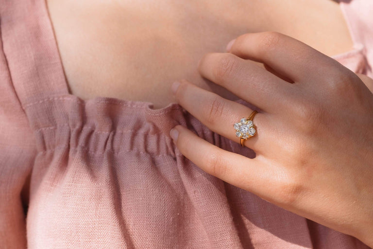 ANTIQUE DIAMOND CLUSTER ENGAGEMENT RING
