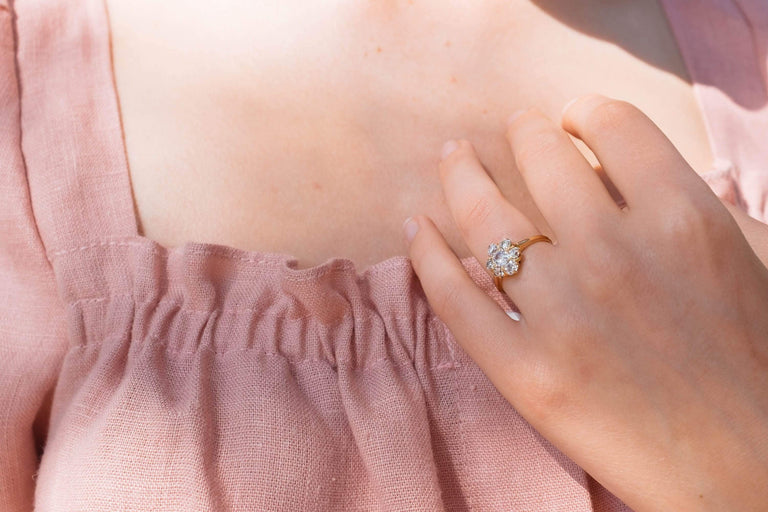 ANTIQUE DIAMOND CLUSTER ENGAGEMENT RING