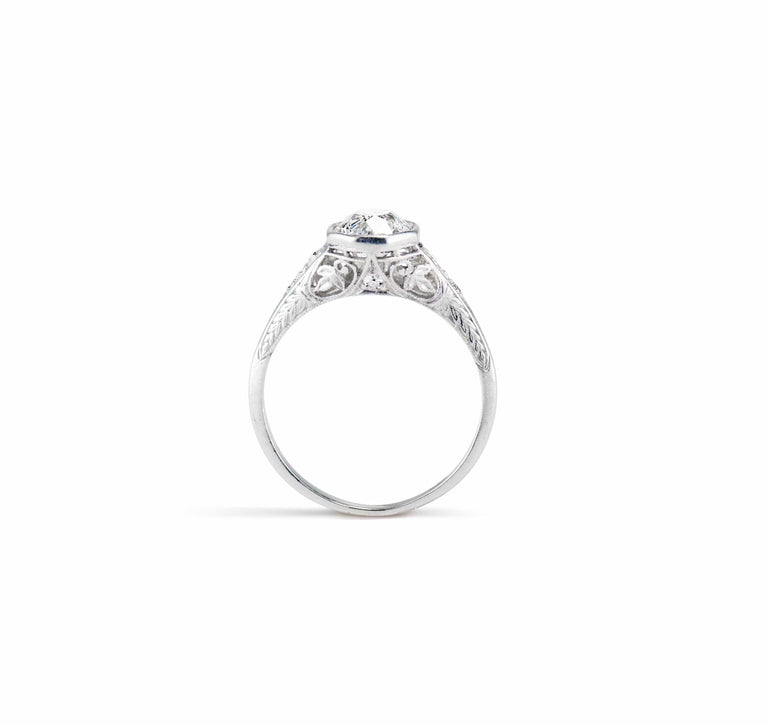 Art Deco 1.10 Carat Old European Cut Diamond Solitaire Engagement Ring