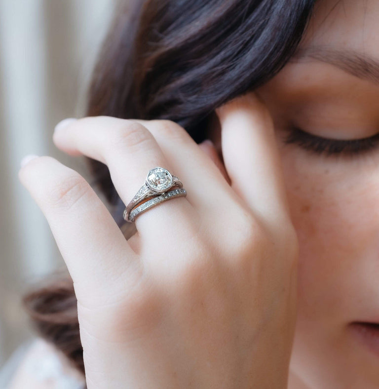 Art Deco 1.10 Carat Old European Cut Diamond Solitaire Engagement Ring