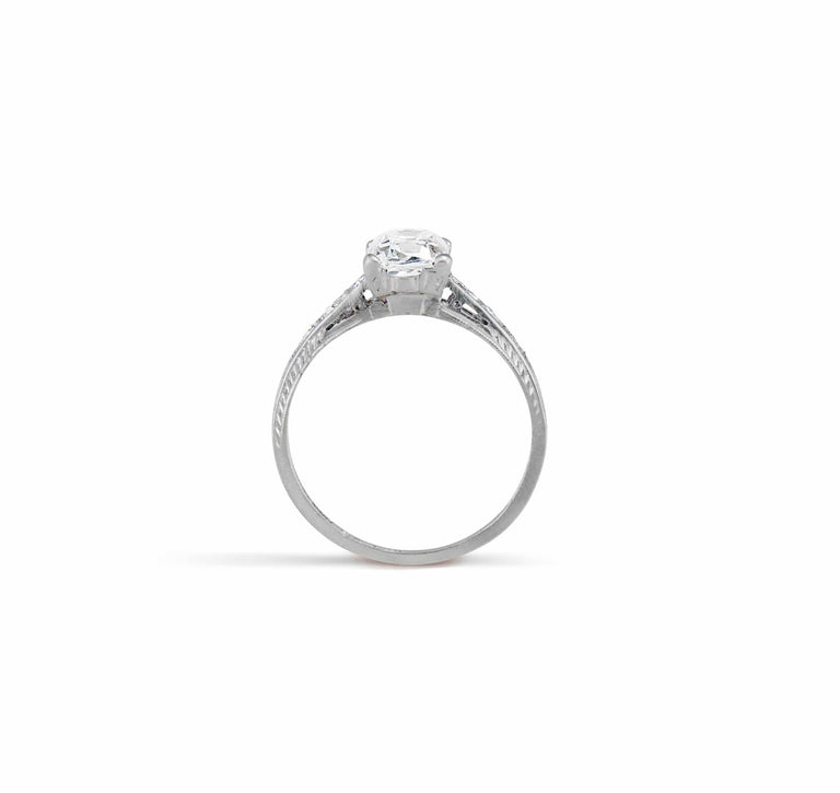 Art Deco 1.16 Cushion Cut Diamond Engagement Ring