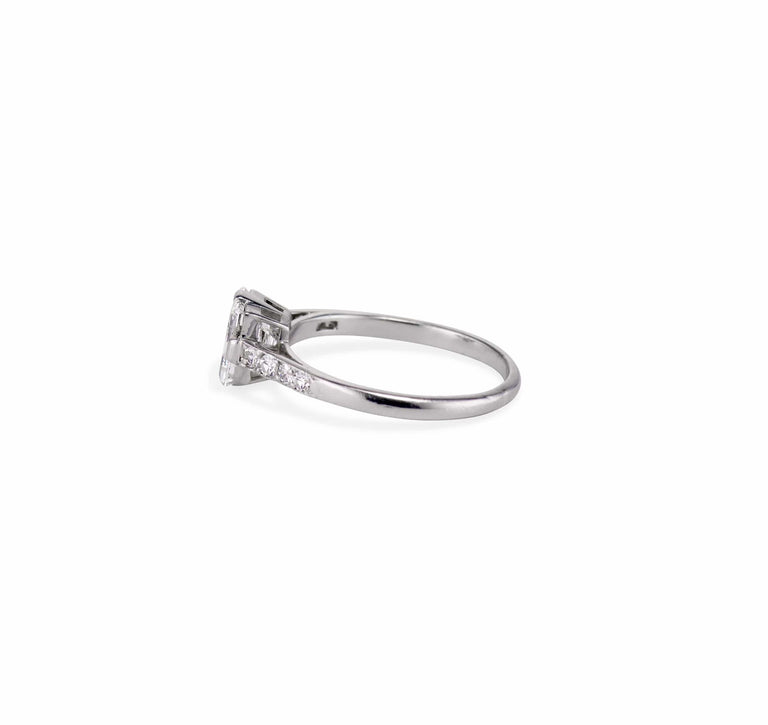 Art Deco 1.17 Rectangular Step Cut Diamond Engagement Ring