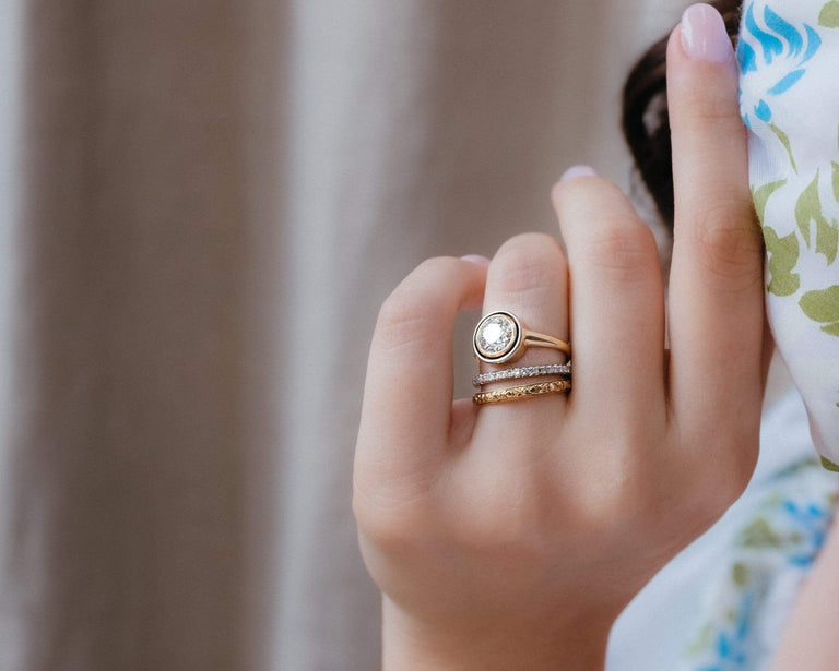 Early Art Deco 1.51 Carat  Old European Cut Floating Bezel Set Diamond Engagement Ring