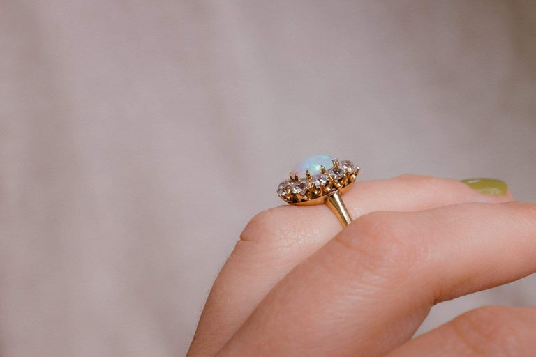 Late Victorian Opal & Diamond Cluster