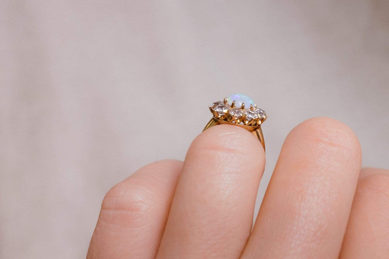 Late Victorian Opal & Diamond Cluster