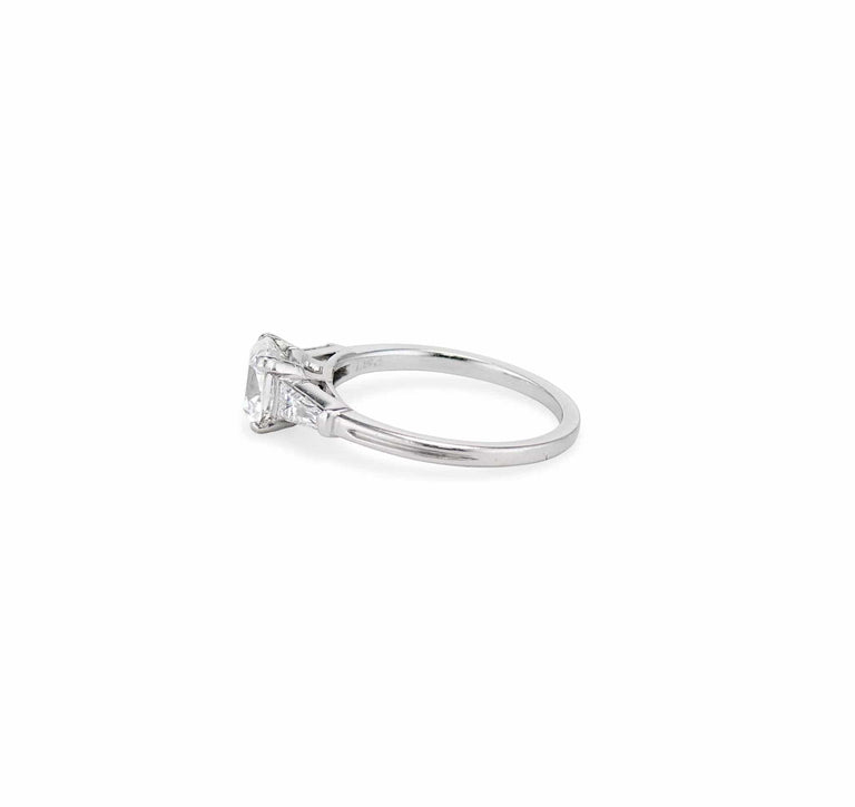 Mid Century 1.03 Carat Cushion Cut Diamond Solitaire Engagement Ring