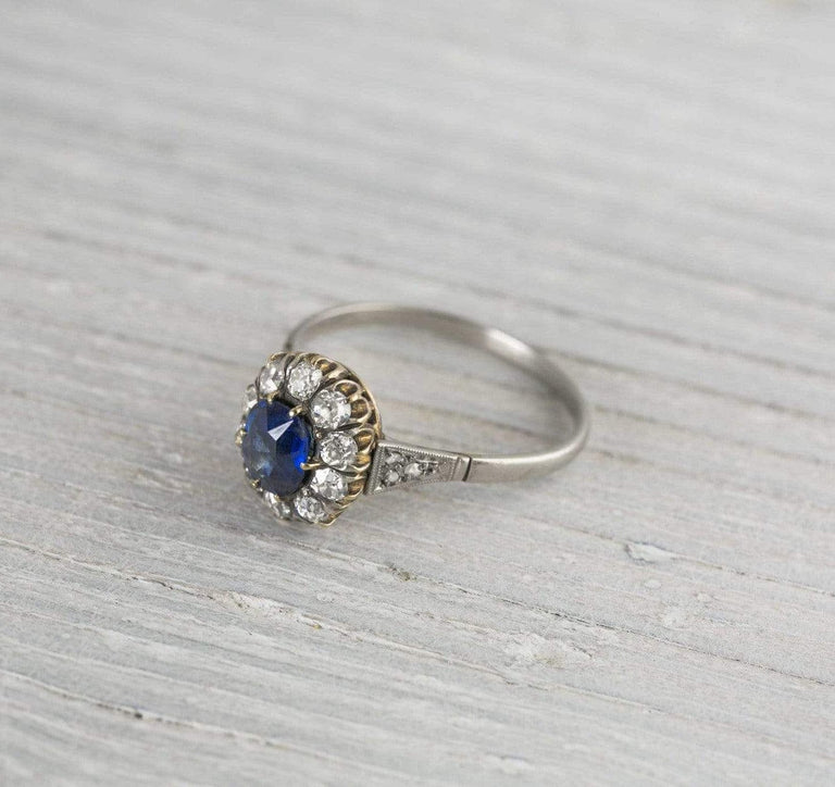 One Carat Sapphire Cluster Engagement Ring