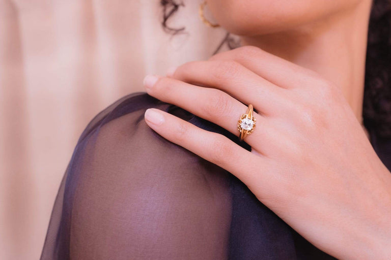 Victorian 1.01 Carat Peruzzi Cushion Cut Diamond Ring