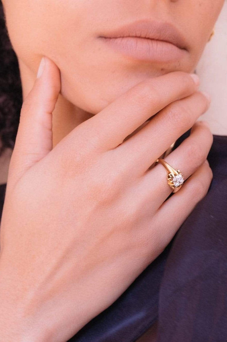 Victorian 1.01 Carat Peruzzi Cushion Cut Diamond Ring