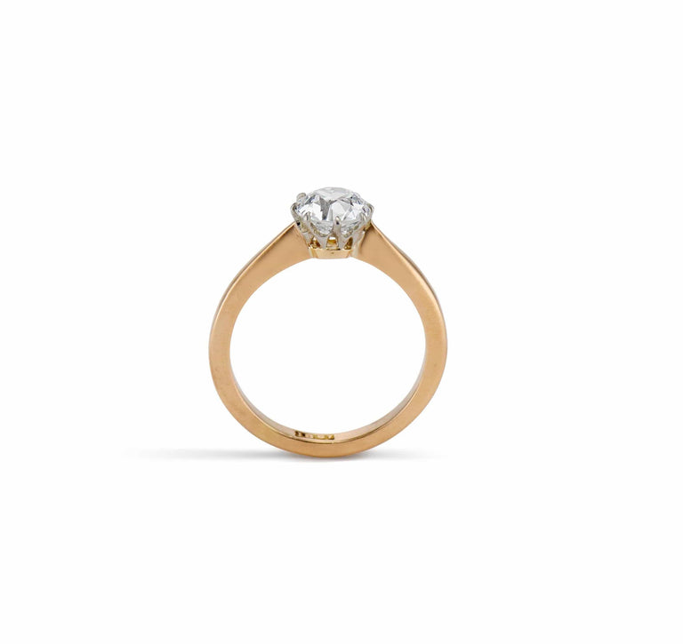 Victorian 1.13 Carat Old European Diamond and Gold Solitaire Engagement Ring