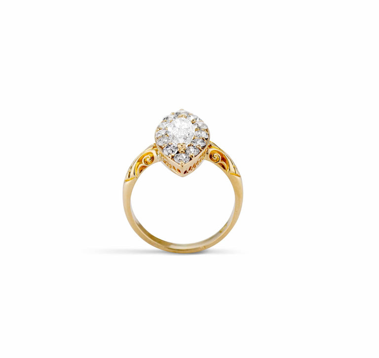 Victorian 1.17 Carat Marquise Cut Diamond Navette Dinner Ring