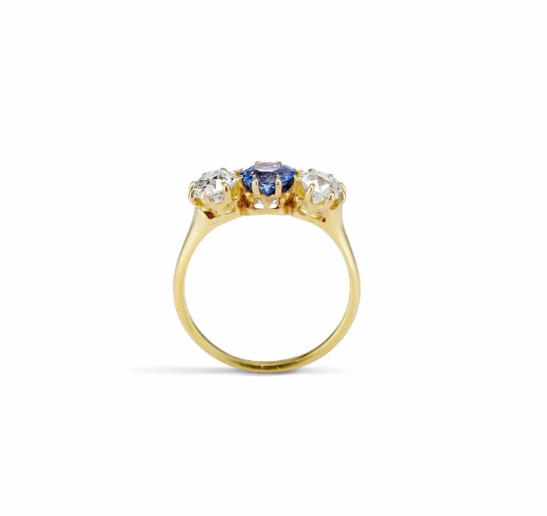 Victorian 1.21 Sapphire and Diamond Three Stone Ring